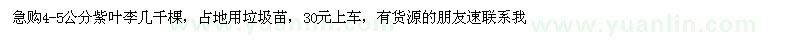 求購4-5公分紫葉李