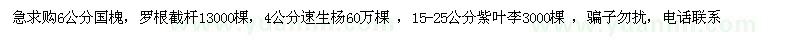 求購(gòu)國(guó)槐、速生楊、紫葉李
