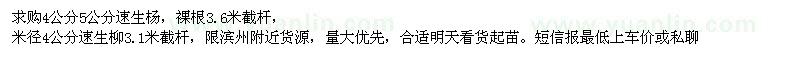 求購速生楊、速生柳