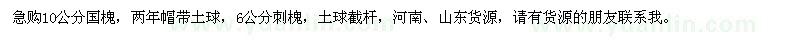 求購(gòu)10公分國(guó)槐、6公分刺槐