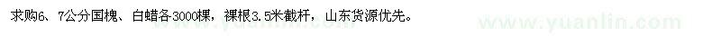 求購(gòu)6、7公分國(guó)槐、白蠟