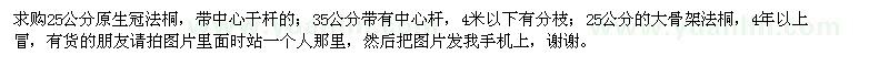 求購25公分原生冠法桐