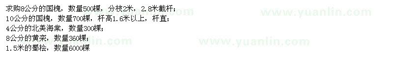 求購(gòu)國(guó)槐、北美海棠、黃欒