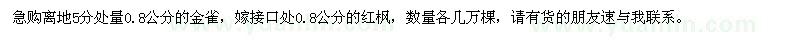 求購金雀、紅楓