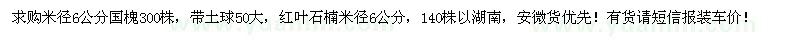 求購(gòu)米徑6公分國(guó)槐