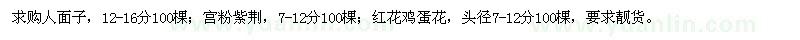 求購(gòu)人面子、宮粉紫荊、紅花雞蛋花