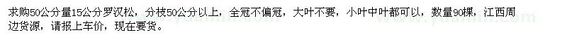 求購50公分量15公分羅漢松