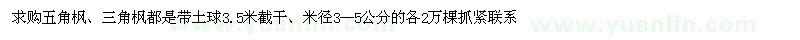 求購五角楓、三角楓