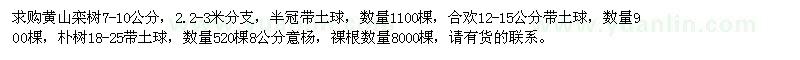 求購黃山欒樹、合歡、樸樹、意楊