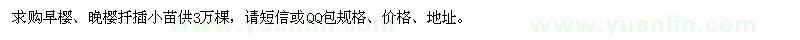 求購早櫻、晚櫻扦插小苗