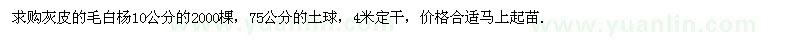 求購(gòu)10公分毛白楊