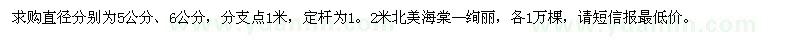 求購直徑5、6公分北美海棠、絢麗
