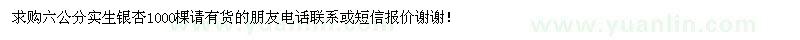 求購六公分實(shí)生銀杏
