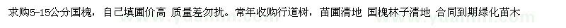 求購(gòu)5-15公分國(guó)槐 收購(gòu)行道樹