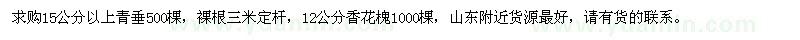 求購15公分以上青垂、12公分香花槐