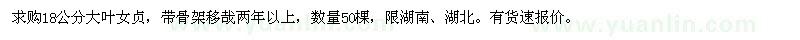 求購18公分大葉女貞