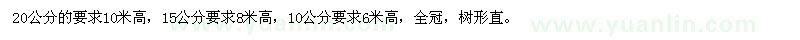 求購(gòu)地徑20公分、15公分、10公分水杉