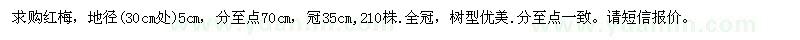 求購地徑5公分紅梅