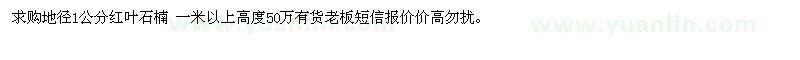 求購地徑1公分紅葉石楠