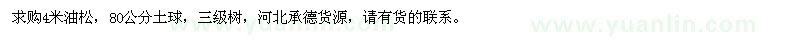 求購高4米油松