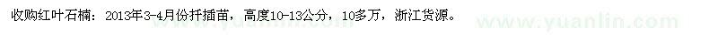 求購(gòu)高度10-13公分紅葉石楠扦插苗