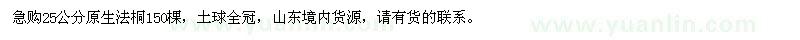 求購25公分原生法桐