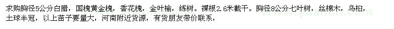 求購白蠟、國槐、黃金槐、七葉樹等