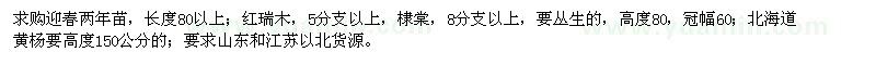 求購迎春、紅瑞木、棣棠、北海道黃楊