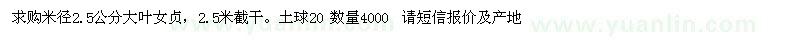 求購米徑2.5公分大葉女貞