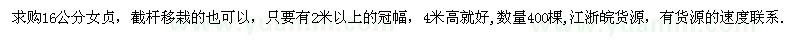 求購16公分女貞