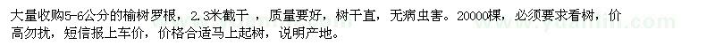 求購5-6公分榆樹 