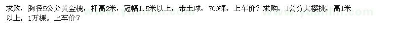 求購(gòu)5公分黃金槐、1公分大櫻桃