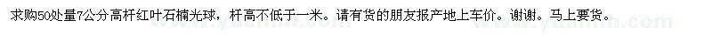 求購50處量7公分高桿紅葉石楠光球