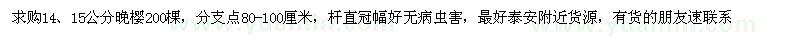 求購14、15公分晚櫻
