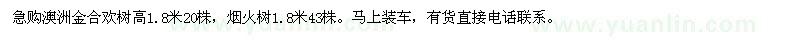 求購澳洲金合歡樹、煙火樹