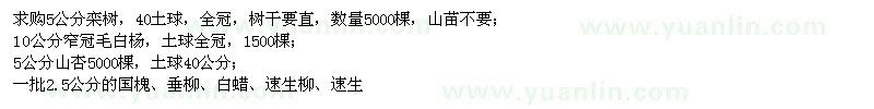 求購(gòu)欒樹(shù)、毛白楊、山杏