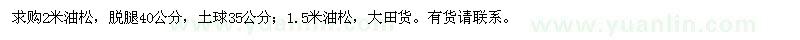 求購(gòu)1.5、2米油松