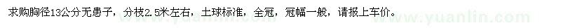 求購(gòu)胸徑13公分無(wú)患子