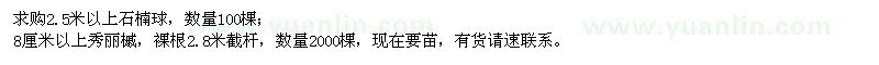 求購2.5米以上石楠球、8公分以上秀麗槭