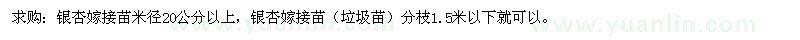 求購米徑20公分以上銀杏嫁接苗