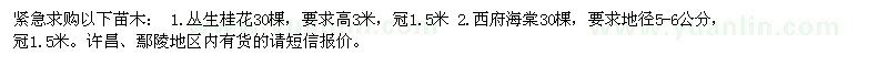 求購叢生桂花、西府海棠