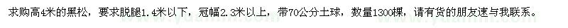 求購(gòu)高4米黑松