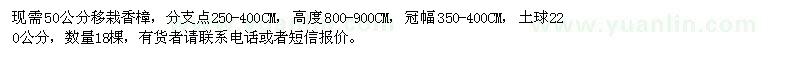 求購50公分移栽香樟