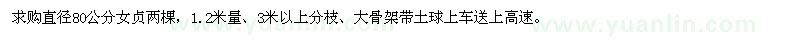 求購(gòu)直徑80公分女貞