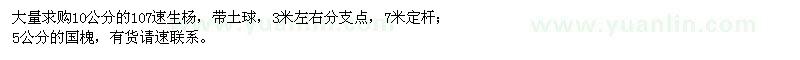 求購(gòu)10公分107速生楊、5公分國(guó)槐