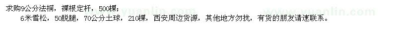 求購(gòu)9公分法桐、6米雪松