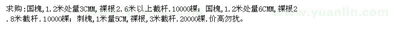 求購胸徑3、6公分國槐、米徑5公分刺槐