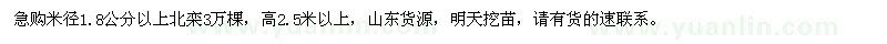 求購米徑1.8公分以上北欒