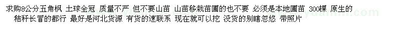 求購8公分五角楓