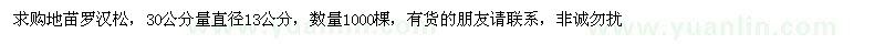 求購30公分量直徑13公分地苗羅漢松